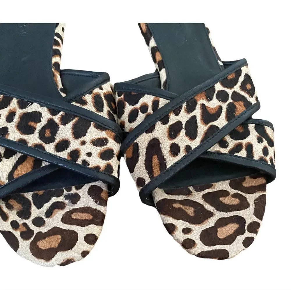 J. Crew | Cora Leopard Criss Cross  Sandals | 8
